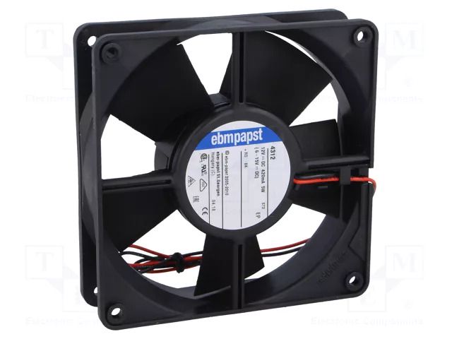 Fan: DC; axial; 12VDC; 119x119x32mm; 170m3/h; 45dBA; ball; 2800rpm EBM-PAPST 4312