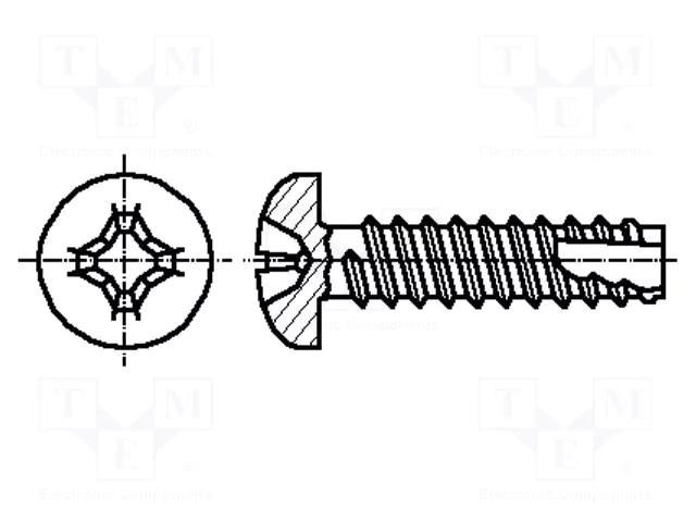 Screw; 2.9x16; Head: cheese head; Phillips; PH1; hardened steel BOSSARD B2.9X16/BN1016