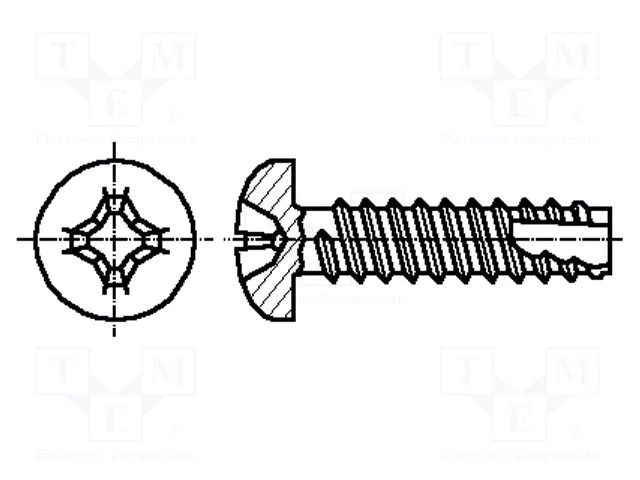 Screw; 2.9x16; Head: cheese head; Phillips; PH1; hardened steel BOSSARD B2.9X16/BN1016