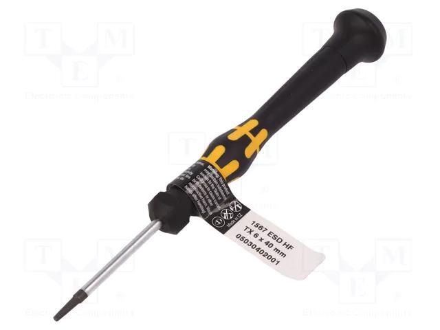 Screwdriver; precision; Torx®; TX06; ESD; Blade length: 40mm WERA WERA.1567/TX6