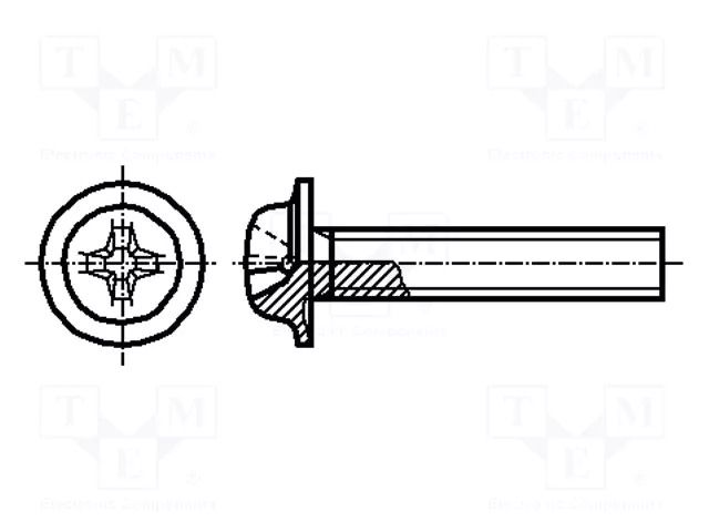 Screw; with flange; M2.5x6; 0.45; Head: button; Phillips; PH1; steel BOSSARD B2.5X6/BN4825
