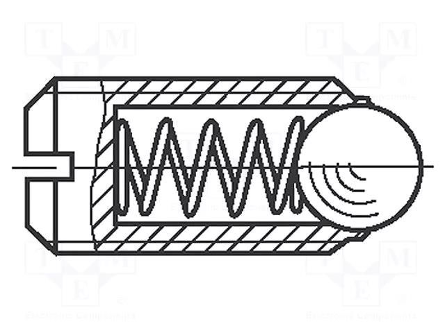 Ball latch; steel; BN 13363; Thread: M4; 9.8mm; Cut: slotted; HALDER BOSSARD B4/BN13363