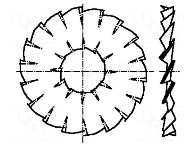Washer; internally serrated,externally serrated; M4; D=15.6mm BOSSARD B4/BN783