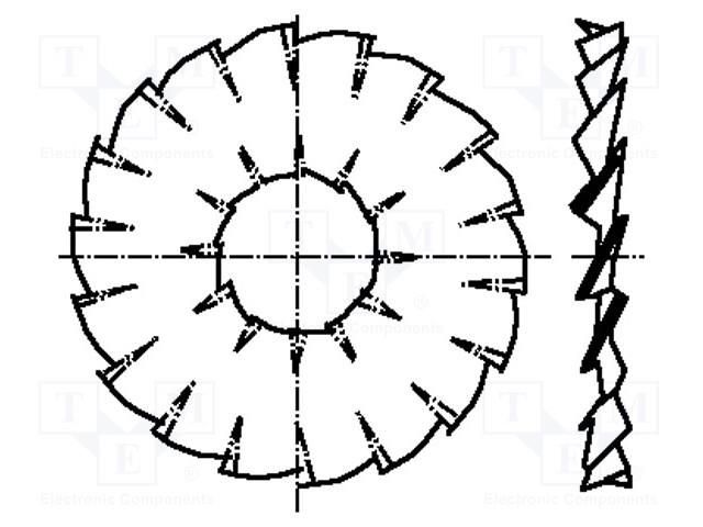 Washer; internally serrated,externally serrated; M4; D=15.6mm BOSSARD B4/BN783