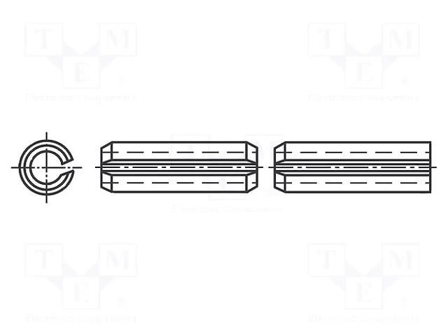 Springy stud; stainless steel; BN 337; Ø: 2.5mm; L: 20mm; DIN 1481 BOSSARD B2.5X20/BN337