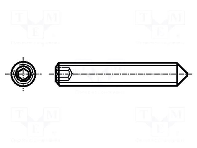 Screw; M4x8; 0.7; Head: without head; hex key; HEX 2mm; steel BOSSARD B4X8/BN25