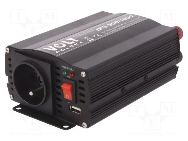 Converter: DC/AC; 500W; Uout: 230VAC; 10.5÷15.5VDC; 180x105x69mm VOLT POLSKA IPS500/1000/12V