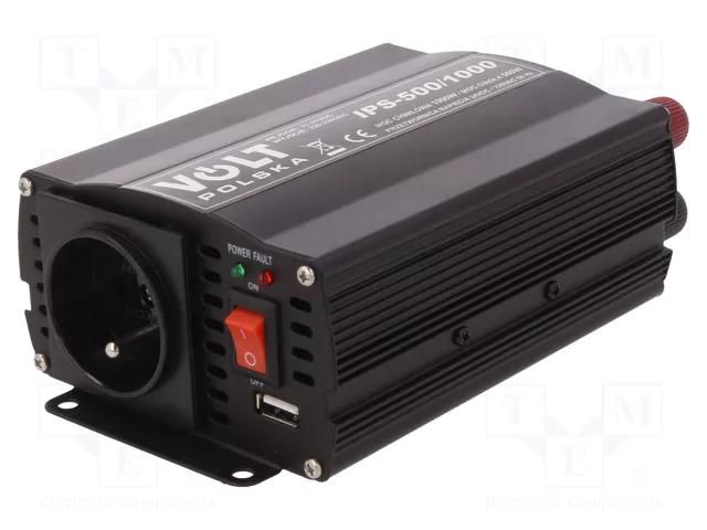 Converter: DC/AC; 500W; Uout: 230VAC; 21÷31VDC; 180x105x69mm; 92% VOLT POLSKA IPS500/1000/24V