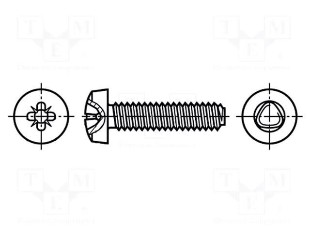 Screw; for metal; 4x8; Head: cheese head; Pozidriv; PZ2; zinc BOSSARD B4X8/BN2724