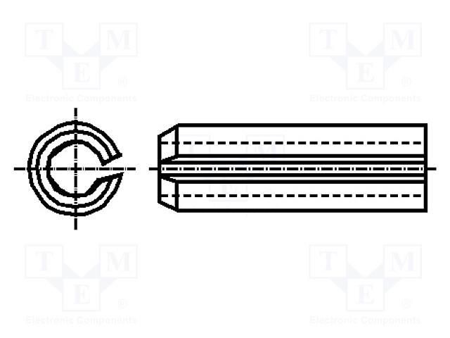 Springy stud; hardened steel; BN 876; Ø: 2.5mm; L: 20mm; DIN 1481 BOSSARD B2.5X20/BN876