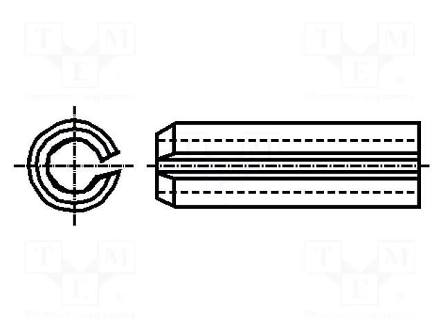 Springy stud; hardened steel; BN 876; Ø: 1.5mm; L: 16mm; DIN 1481 BOSSARD B1.5X16/BN876