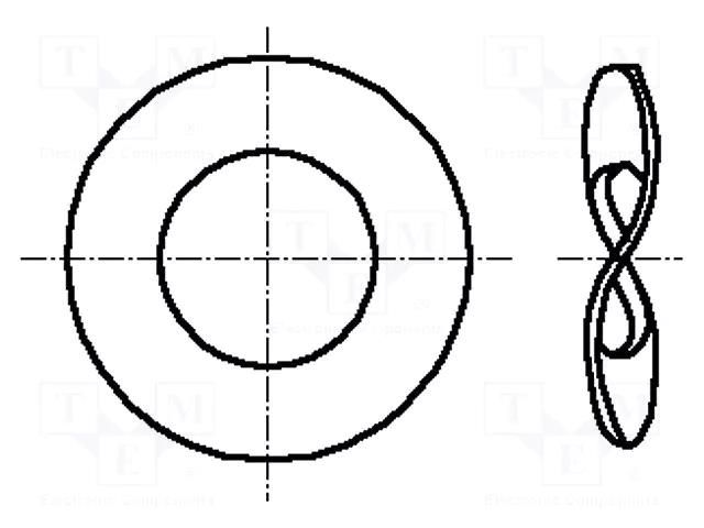 Washer; wave,spring; M4; D=9mm; h=1mm; spring bronze; DIN 137B BOSSARD B4/BN591