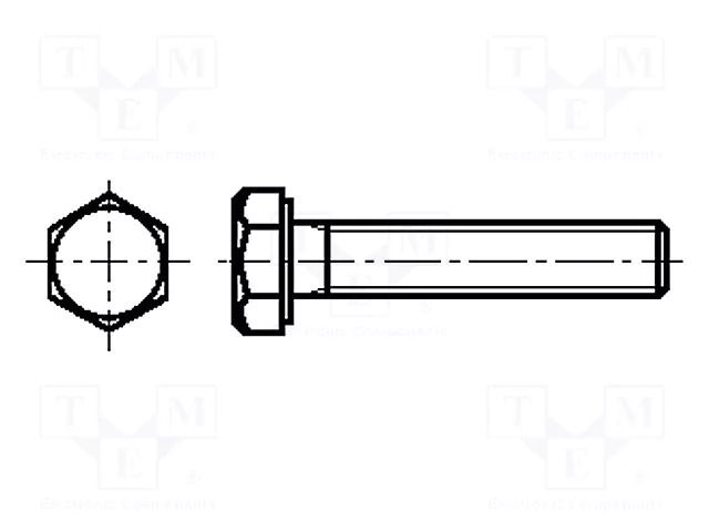 Screw; M5x20; 0.8; Head: hexagonal; brass; nickel; DIN 933; ISO 4017 BOSSARD B5X20/BN503