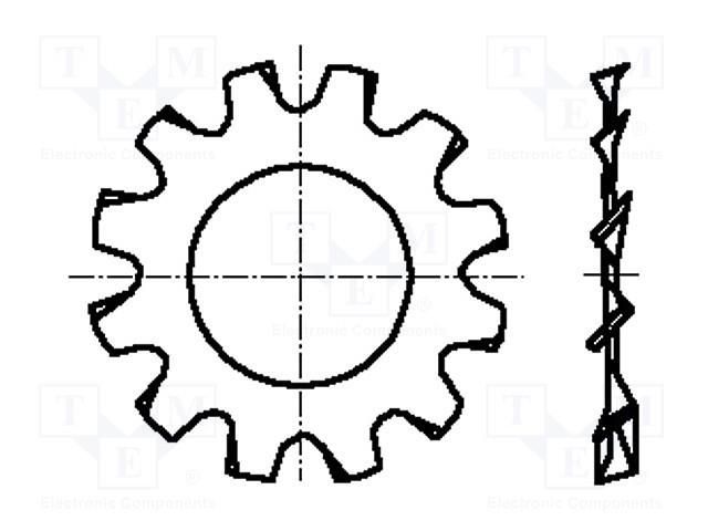 Washer; externally serrated; M4; D=8mm; h=0.5mm; spring steel BOSSARD B4/BN789