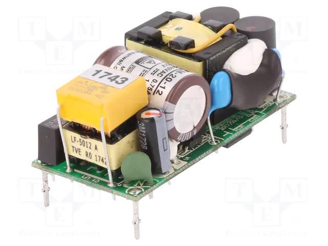 Converter: AC/DC; 20W; Uin: 80÷264VAC; 12VDC; Iout: 1.8A; OUT: 1; PCB MEAN WELL MFM-20-12