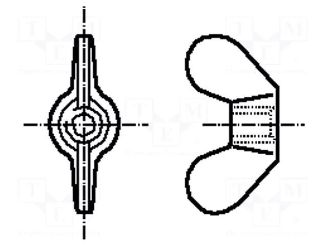 Nut; winged; M6; 1; polyamide; BN 1058; DIN 315 BOSSARD B6/BN1058