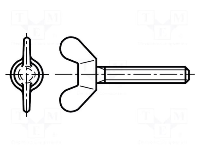 Screw; M6x10; Head: wing; polyamide; DIN 316 BOSSARD B6X10/BN1060