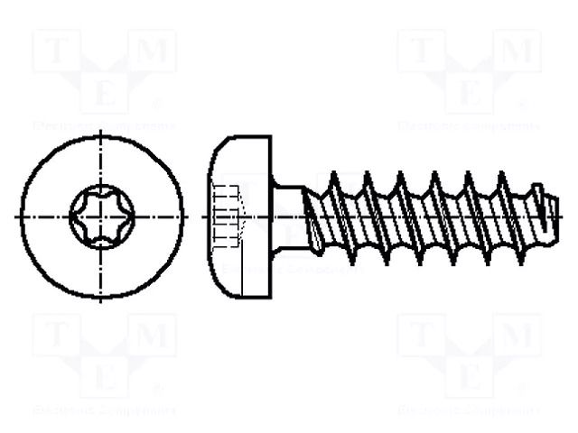 Screw; for plastic; 2x8; Head: cheese head; Torx® PLUS; 6IP; steel BOSSARD B2X8/BN13265