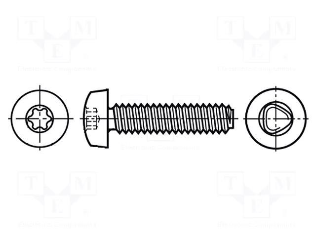 Screw; for metal; 8x16; Head: cheese head; Torx®; TX40; steel; zinc BOSSARD B8X16/BN13916