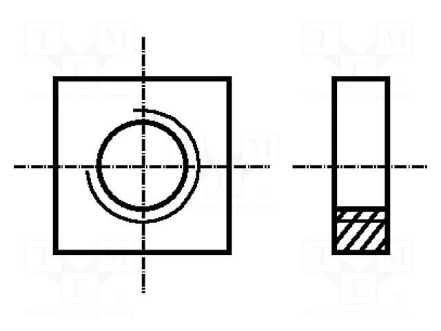 Nut; square; M12; 1.75; steel; Plating: zinc; H: 10mm; 19mm; BN 147 BOSSARD B12/BN147