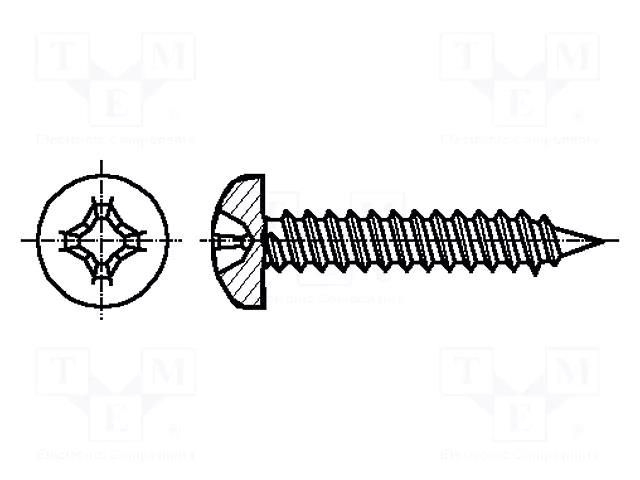 Screw; 2.2x9.5; Head: cheese head; Phillips; PH1; Øhead: 4.2mm KRAFTBERG K2.2X9.5/D7981C-A2