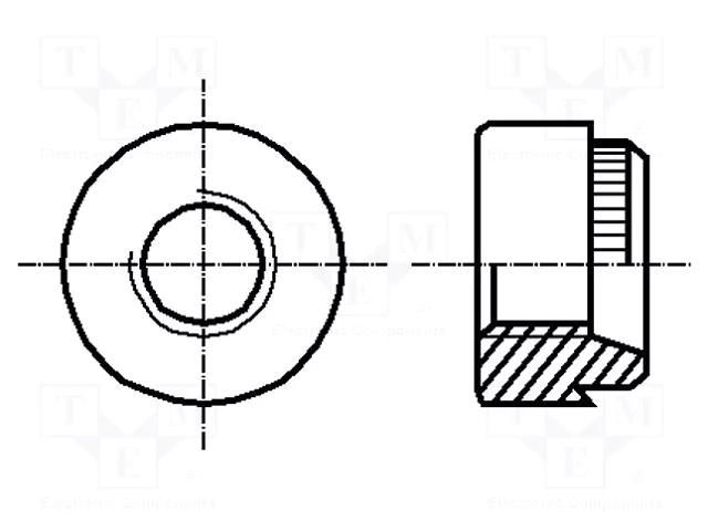 Insert nut; round; M2,5; steel; Plating: zinc; BN 197; push-on BOSSARD B2.5/BN197