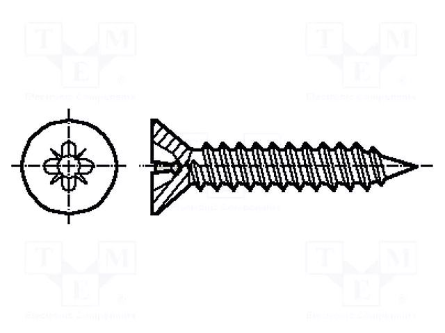 Screw; for metal; 2.2x4.5; Head: countersunk; Pozidriv; PZ1; zinc BOSSARD B2.2X4.5/B14066