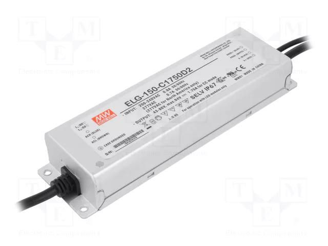 Power supply: switching; LED; 150.5W; 43÷86VDC; 1.75A; 100÷305VAC MEAN WELL ELG-150-C1750D2