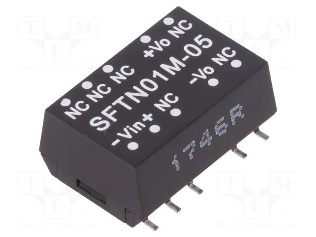 Converter: DC/DC; 1W; Uin: 10.8÷13.2VDC; Uout: 5VDC; Iout: 200mA; SMT MEAN WELL SFTN01M-05