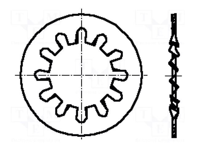 Washer; internally serrated; M3; D=6mm; h=0.4mm; spring steel BOSSARD B3/BN790
