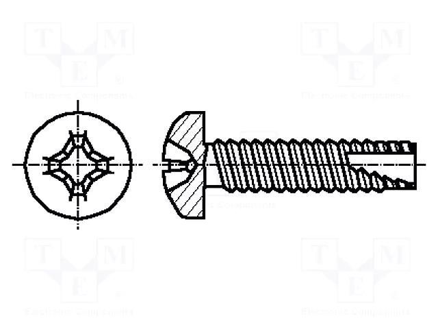 Screw; for metal; 5x12; Head: cheese head; Phillips; PH2; zinc BOSSARD B5X12/BN1023