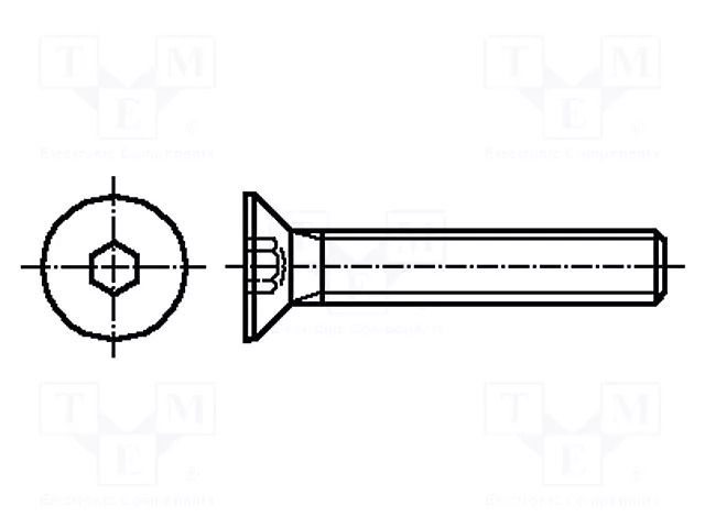 Screw; M2x4; 0.4; Head: countersunk; hex key; HEX 1.3mm; steel BOSSARD B2X4/BN20