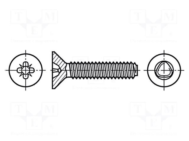 Screw; 3x12; Head: countersunk; Pozidriv; PZ1; A2 stainless steel BOSSARD B3X12/BN4919