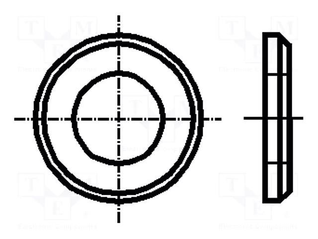 Washer; round; M8; D=16mm; h=1.6mm; steel; Plating: chromium; BN 722 BOSSARD B8/BN722