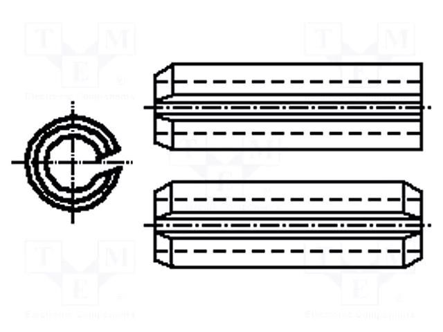 Springy stud; steel; BN 878; Ø: 8mm; L: 12mm; DIN 7346; ISO 13337 BOSSARD B8X12/BN878