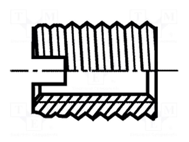 Threaded insert; A1 stainless steel; M4; BN 2708; L: 8mm BOSSARD B4/BN2708