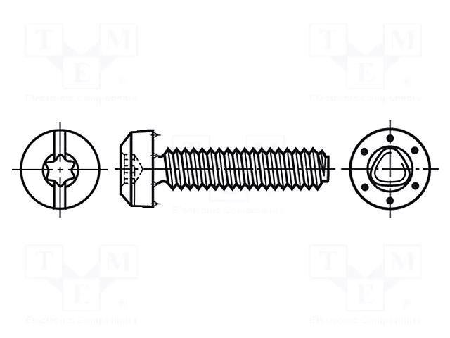 Screw; for metal; 4x8; Head: cheese head; slotted,Torx®; TX20,1mm BOSSARD B4X8/BN14551