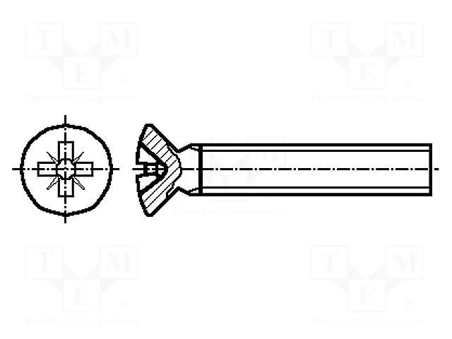 Screw; M3x12; 0.5; Head: countersunk; Phillips; polyamide; ISO 7047 DREMEC DR8G208M3X12