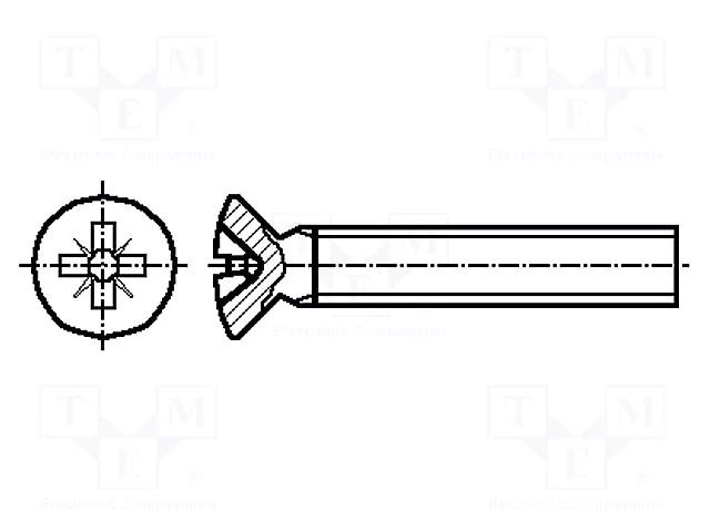 Screw; M5x20; 0.8; Head: countersunk; Phillips; polyamide; ISO 7047 DREMEC DR8G208M5X20