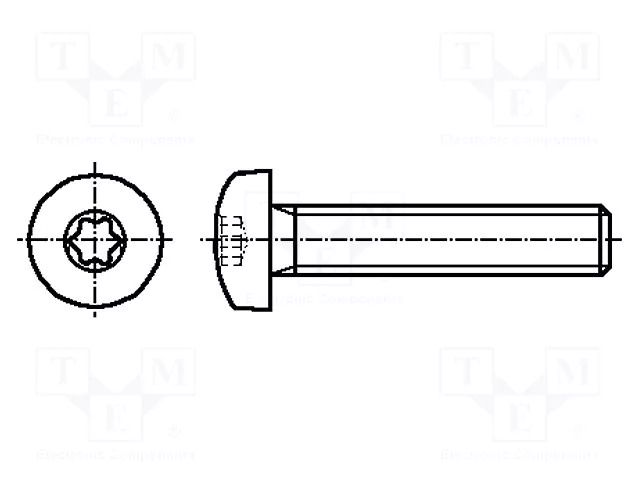 Screw; M2.5x5; 0.45; Head: button; Torx®; TX08; A2 stainless steel BOSSARD B2.5X5/BN5687