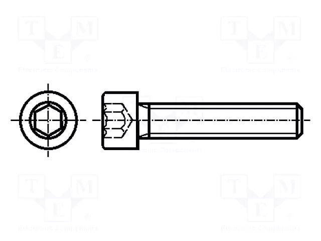 Screw; M8x30; 1.25; Head: cheese head; hex key; HEX 6mm; steel; zinc BOSSARD B8X30/BN3