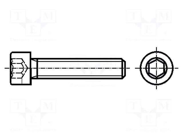 Screw; M3x20; 0.5; Head: cheese head; hex key; HEX 2.5mm; steel BOSSARD B3X20/BN272