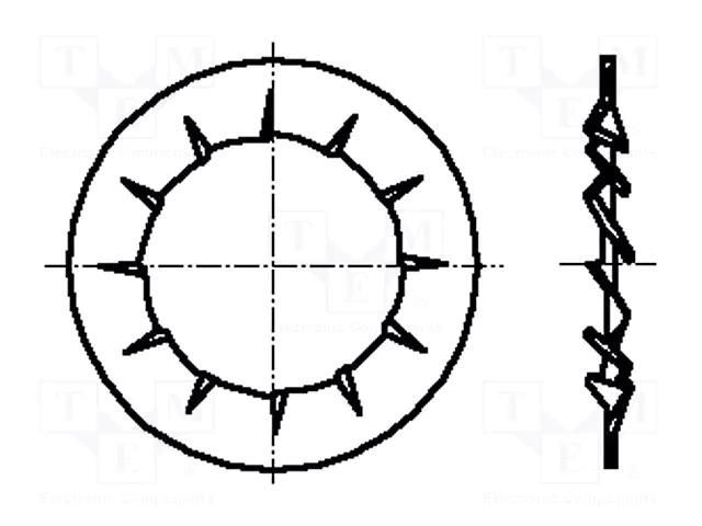 Washer; internally serrated; M2,5; D=5.5mm; h=0.4mm; DIN 6798J BOSSARD B2.5/BN676