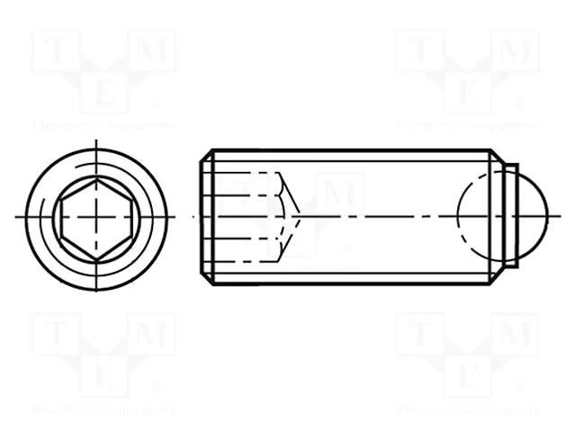 Ball latch; steel; BN 20214; Thread: M5; 25mm BOSSARD B5/BN20214