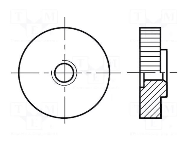 Nut; round,knurled; M4; 0.7; polyamide; BN 5934 BOSSARD B4/BN5934