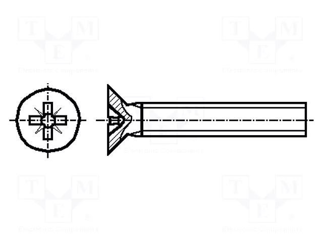 Screw; M3x12; 0.5; Head: countersunk; Pozidriv; PZ1; steel; DIN 965A BOSSARD B3X12/BN30505