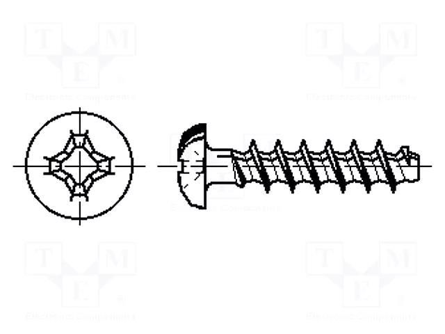 Screw; for plastic; 1.4x4; Head: button; Phillips; PH0; steel; zinc BOSSARD B14X4/BN13577