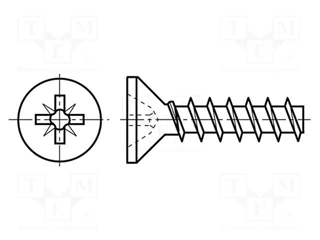 Screw; for plastic; 4x10; Head: countersunk; Pozidriv; PZ2; steel BOSSARD B4X10/BN82427