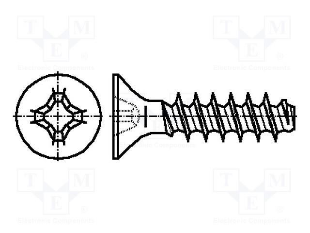 Screw; for plastic; 3x14; Head: countersunk; Phillips; PH1; steel BOSSARD B3X14/BN13576