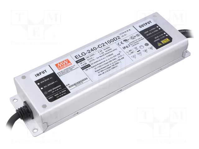 Power supply: switching; LED; 241.5W; 57÷115VDC; 2.1A; 100÷305VAC MEAN WELL ELG-240-C2100D2